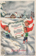 Feliz Año Navidad NIÑOS Vintage Tarjeta Postal CPSMPF #PKG480.A - Nouvel An