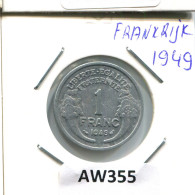 1 FRANC 1949 FRANCIA FRANCE Moneda #AW355.E.A - 1 Franc