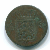 1/4 STUIVER 1826 SUMATRA INDES ORIENTALES NÉERLANDAISES Copper Colonial Pièce #S11672.F.A - Indes Néerlandaises