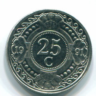 25 CENTS 1991 NIEDERLÄNDISCHE ANTILLEN Nickel Koloniale Münze #S11279.D.A - Niederländische Antillen