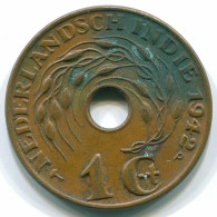1 CENT 1942 NIEDERLANDE OSTINDIEN INDONESISCH Bronze Koloniale Münze #S10310.D.A - Dutch East Indies
