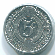 5 CENTS 1992 ANTILLES NÉERLANDAISES Aluminium Colonial Pièce #S13719.F.A - Antilles Néerlandaises