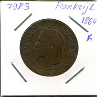 10 CENTIMES 1864 K FRANCIA FRANCE Napoleon III Moneda #AN069.E.A - 10 Centimes