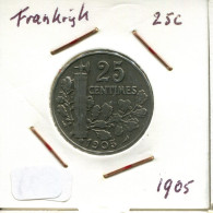 25 CENTIMES 1905 FRANKREICH FRANCE Französisch Münze #AM881.D.A - 25 Centimes