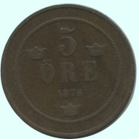 5 ORE 1876 SUÈDE SWEDEN Pièce #AC581.2.F.A - Sweden