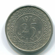 25 CENTS 1974 SURINAME NÉERLANDAIS NETHERLANDS Nickel Colonial Pièce #S11239.F.A - Surinam 1975 - ...