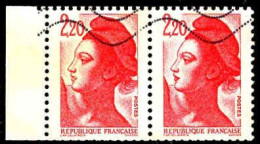 France Poste Obl Yv:2376 Mi:2510yA Liberté De Gandon Paire (Lign.Ondulées) Provenant De Carnet - Used Stamps