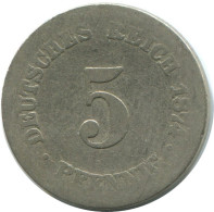 5 PFENNIG 1874 F GERMANY Coin #AE646.U.A - 5 Pfennig