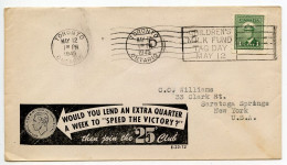 Canada 1945 WWII Patriotic Cover - "25" Club; Toronto, Ont.; Slogan Cancel - Children's Milk Fund; 1c KGVI Coil - Lettres & Documents
