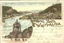 71681565 Porta Westfalica Minden Kaiser WIlhelm-Denkmal Litho Porta Westfalica - Porta Westfalica