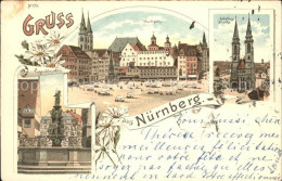 71681559 Nuernberg Marktplatz Tugendbrunnen Sebalduskirche Litho Nuernberg - Nuernberg