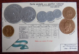 Cpa Représentation Monnaies Pays ; La République De L'Argentine - Coins (pictures)