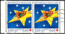 France Poste Obl Yv:3122a Mi:3261C Noël Nounours Paire (Lign.Ondulées) - Used Stamps