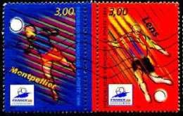 France Poste Obl Yv:3010a/12a France 98 Coupe Du Monde Lens Paire (Lign.Ondulées) - Used Stamps