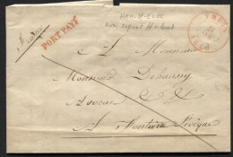 NON REPRIS HERLANT!! -Préc Obl Dc Rouge THUIN De Ham-sur-Heure+gffe PORT PAYE Vers Fontaine-l'Eveque 24/4/1840. TB (x715 - 1830-1849 (Belgique Indépendante)