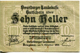 10 HELLER 1919 Stadt BREGENZ Vorarlberg Österreich Notgeld Papiergeld Banknote #PL638 - [11] Emissions Locales