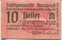 10 HELLER 1919 Stadt INNSBRUCK Tyrol Österreich Notgeld Papiergeld Banknote #PL724 - [11] Emissions Locales