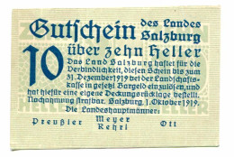 10 Heller 1919 SALZBURG Österreich UNC Notgeld Papiergeld Banknote #P10694 - [11] Emissions Locales