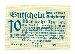 10 Heller 1919 SALZBURG Österreich UNC Notgeld Papiergeld Banknote #P10693 - [11] Emissions Locales