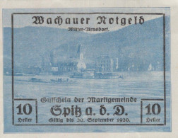 10 HELLER 1918-1921 Stadt WACHAU Niedrigeren Österreich Notgeld #PD933 - [11] Emissions Locales