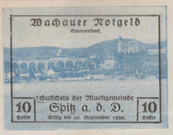 10 HELLER 1918-1921 Stadt WACHAU Niedrigeren Österreich Notgeld #PD924 - [11] Emissions Locales