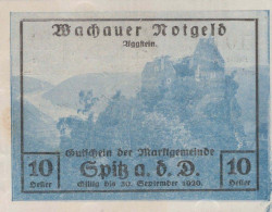 10 HELLER 1918-1921 Stadt WACHAU Niedrigeren Österreich Notgeld #PD930 - [11] Emissions Locales