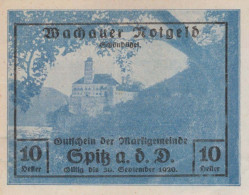 10 HELLER 1918-1921 Stadt WACHAU Niedrigeren Österreich Notgeld #PD926 - [11] Emissions Locales