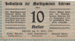 10 HELLER 1918-1921 Stadt Schrems Oberösterreich Österreich #PD778 - [11] Emissions Locales