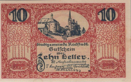 10 HELLER 1918-1921 Stadt RADSTADT Salzburg Österreich Notgeld Banknote #PD960 - [11] Emissions Locales