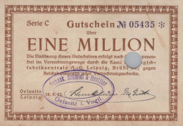 1 MILLION MARK 1923 Stadt LEIPZIG Saxony UNC DEUTSCHLAND Papiergeld Banknote #PK788 - [11] Lokale Uitgaven