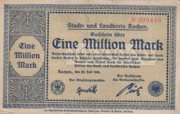 1 MILLION MARK 1923 Stadt AACHEN Rhine UNC DEUTSCHLAND Papiergeld Banknote #PK790 - [11] Local Banknote Issues