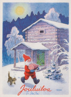 SANTA CLAUS ANIMALS CHRISTMAS Holidays Vintage Postcard CPSM #PAK940.GB - Santa Claus