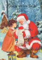 SANTA CLAUS ANGELS CHRISTMAS Holidays Vintage Postcard CPSM #PAK100.GB - Santa Claus