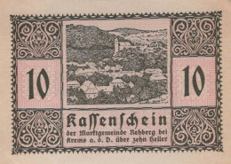 10 HELLER 1920 Stadt REHBERG BEI KREMS AN DER DONAU Österreich #PE569 - [11] Local Banknote Issues