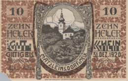 10 HELLER 1920 Stadt MATZLEINSDORF Niedrigeren Österreich Notgeld #PD855 - [11] Local Banknote Issues