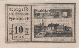 10 HELLER 1920 Stadt HENHART Oberösterreich Österreich Notgeld Papiergeld Banknote #PG885 - [11] Local Banknote Issues