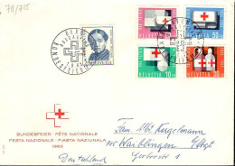 Suisse Poste Obl Yv: 711/715 Pro Patria Centenaire De La Croix-Rouge (TB Cachet à Date) Fête Nationale - FDC