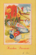 EASTER CHICKEN EGG Vintage Postcard CPA #PKE069.GB - Ostern