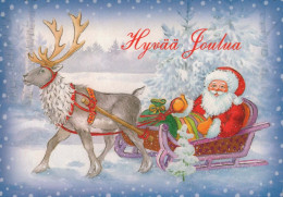 SANTA CLAUS Happy New Year Christmas DEER Vintage Postcard CPSM #PBB212.GB - Santa Claus