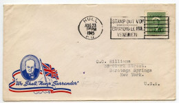 Canada 1945 WWII Patriotic Cover - We Shall Never Surrender; Hull, Quebec; Slogan Cancel - Stamp Out VD; 1c KGVI Coil - Briefe U. Dokumente