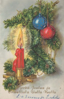 Bonne Année Noël BOUGIE Vintage Carte Postale CPSMPF #PKD004.FR - Año Nuevo