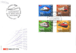 Suisse Poste Obl Yv:1703/1706 Centenaire Des Chemins De Fer Fédéraux Bern 12 März 2002 Fdc - Used Stamps