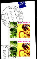 Suisse Poste Obl Yv:1670 Mi:1745 Arche De Pont & Cycliste Paire Sur Fragment (TB Cachet Rond) - Gebruikt