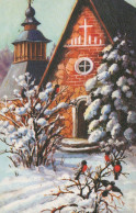 Feliz Año Navidad IGLESIA Vintage Tarjeta Postal CPSMPF #PKD556.ES - Neujahr