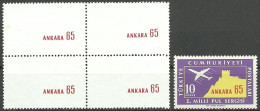 Turkey; 1965 "Ankara 65" 1st National Stamp Exhibition 10 K. ERROR "Missing Print" - Unused Stamps