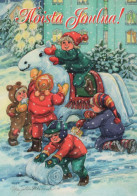 Feliz Año Navidad NIÑOS Vintage Tarjeta Postal CPSM #PBM291.ES - Neujahr