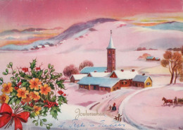 Buon Anno Natale CHIESA Vintage Cartolina CPSM #PAY332.IT - Neujahr