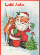 BABBO NATALE Animale Natale Vintage Cartolina CPSM #PAK528.IT - Santa Claus