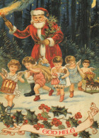 BABBO NATALE ANGELO Buon Anno Natale Vintage Cartolina CPSM #PAK099.IT - Santa Claus