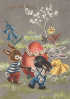 PASQUA CONIGLIO Vintage Cartolina CPSM #PBO499.IT - Easter